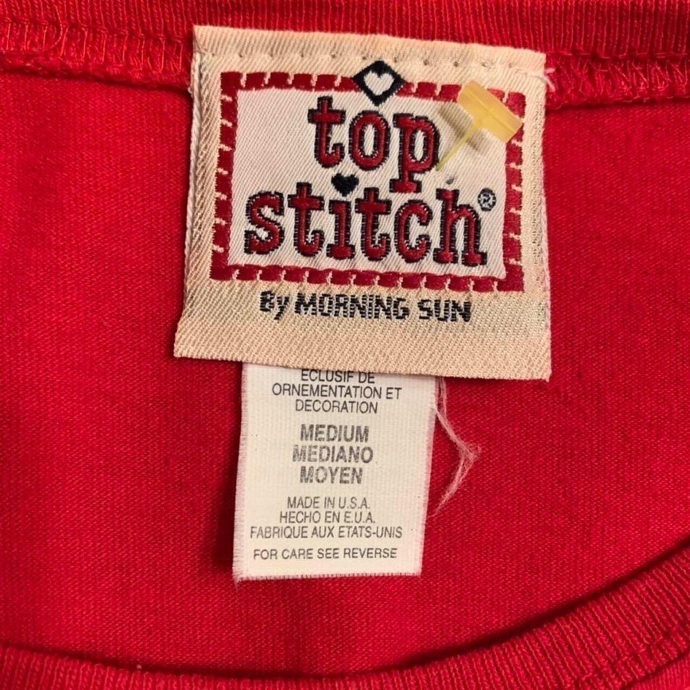 RED AMERICANA HEART PATCH USA SHIRT MEDIUM GRANNYCORE MOMCORE - Picture 4 of 4